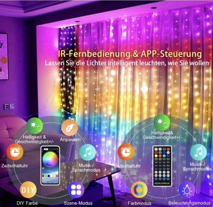 Гірлянда розумна штора прозорий провід від USB, 3 на 2м Usb розумная великий пульт