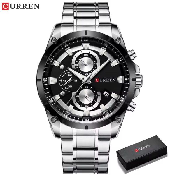 Годинник чоловічий Curren кварцовий сріблясто-чорний