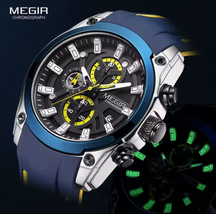 Чоловічий годинник Megir  blue yellow