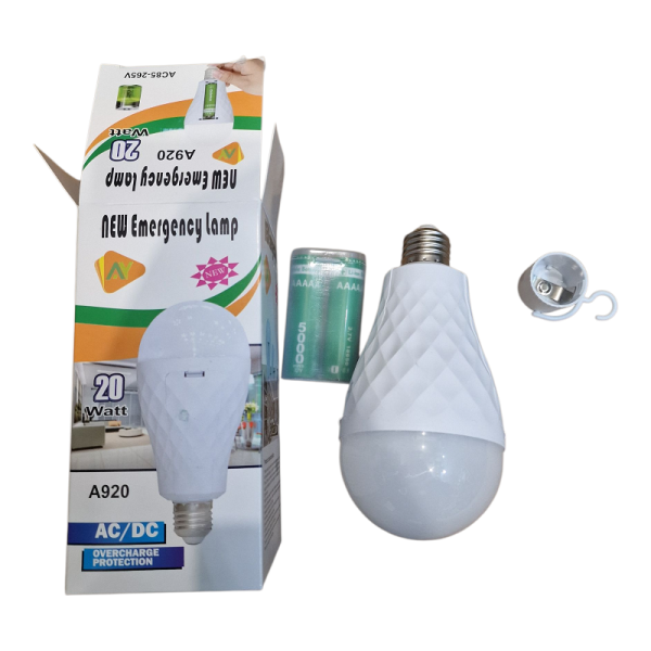 Аварийная лампочка Е27 цокольная LED с аккумуляторами 2x18650, 20W