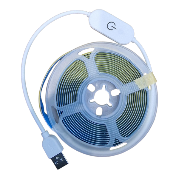 3м LED стрічка з USB 5V 8W COB  5500K (холодно біла) для повербанка або USB адаптера ЯСКРАВА