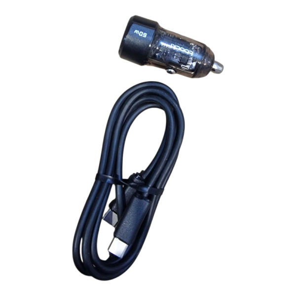 Автомобільний зарядний пристрій у прикурювач Toocki 60ват(реальних до18), 2 порти USB + Type-C