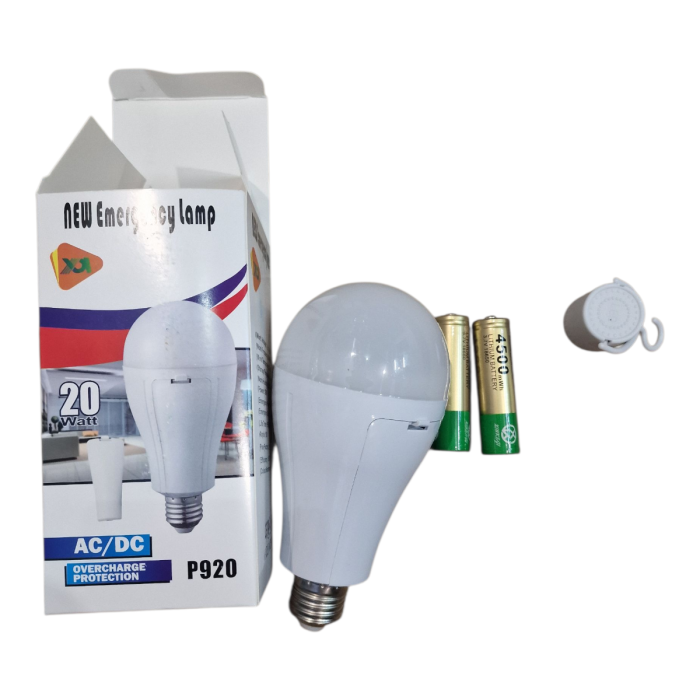 Аварійна лампочка Е27 цокольна led з акумуляторами 2x18650, 20W