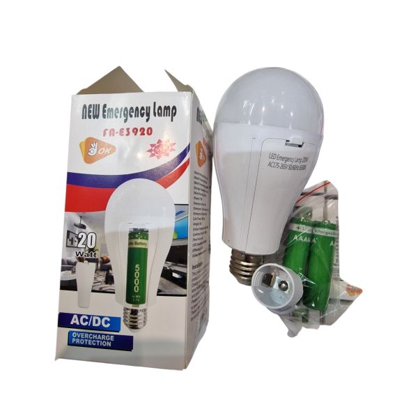 Аварійна лампочка Е27  2x18650, 20W Один режим