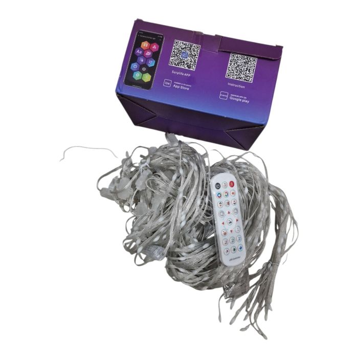 Розумна LED гірлянда-штора Surp APP Bluetooth USB 2×2 м, 400