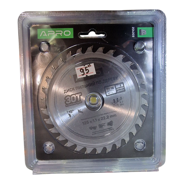 Диск для дерева в болгарку 125х22,2х30Т APRO