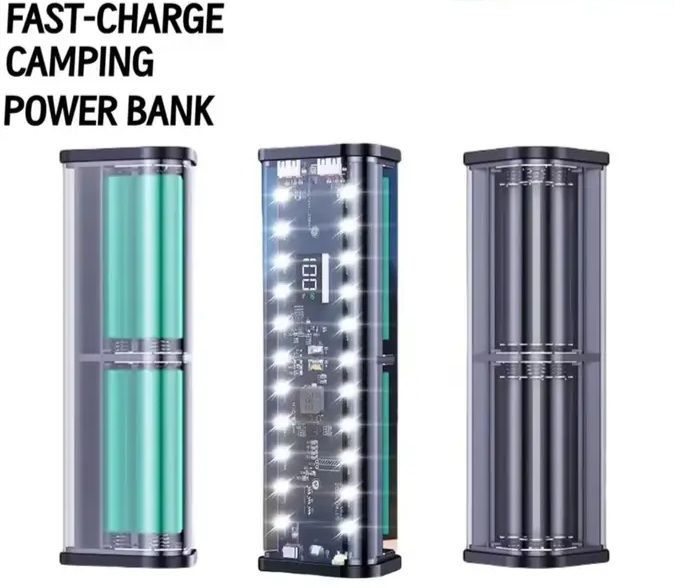 Корпус повербанка 6*18650 із швидкою зарядкою 22,5Вт та підсвічуванням