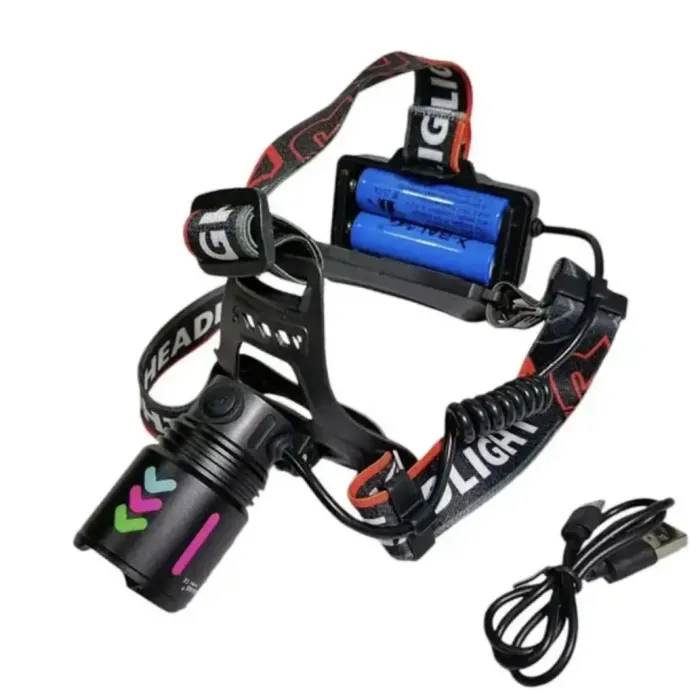 Ліхтарик налобний PL 107 4 кольори білий,синій,червоний, зелений