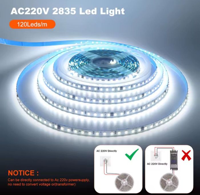 Led стрічка  220-2835-120-NW 220В IP68 Синя 5 метрів