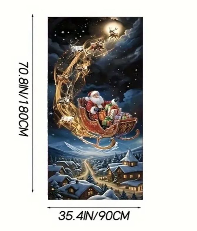 Новорічні прикраси для дому , інтер'єру Полотно тканина 1,8м на 0,9м