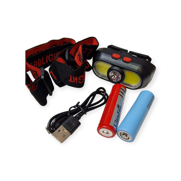 Ліхтар налобний KX-302-LED+2COB, 2x18650, ЗП Type-C +samsug 35e