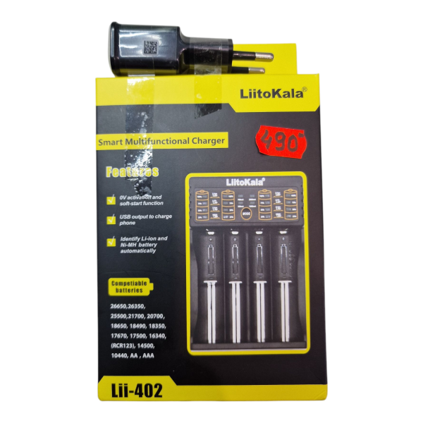 Зарядний пристрій для акумуляторів та батарейок Liitokala lii-402 з блочком