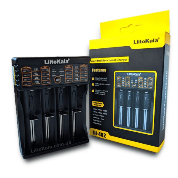 Зарядний пристрій для акумуляторів та батарейок Liitokala lii-402